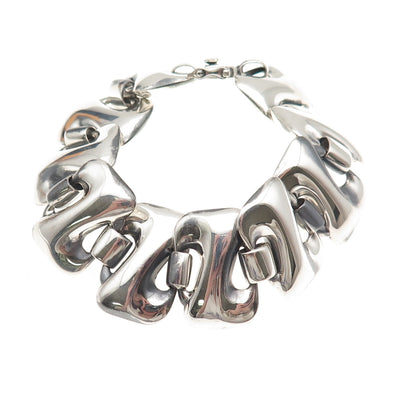 CNA Pranda 925 Sterling Silver Vintage Modernist Letter Z Link Bracelet 7.25"