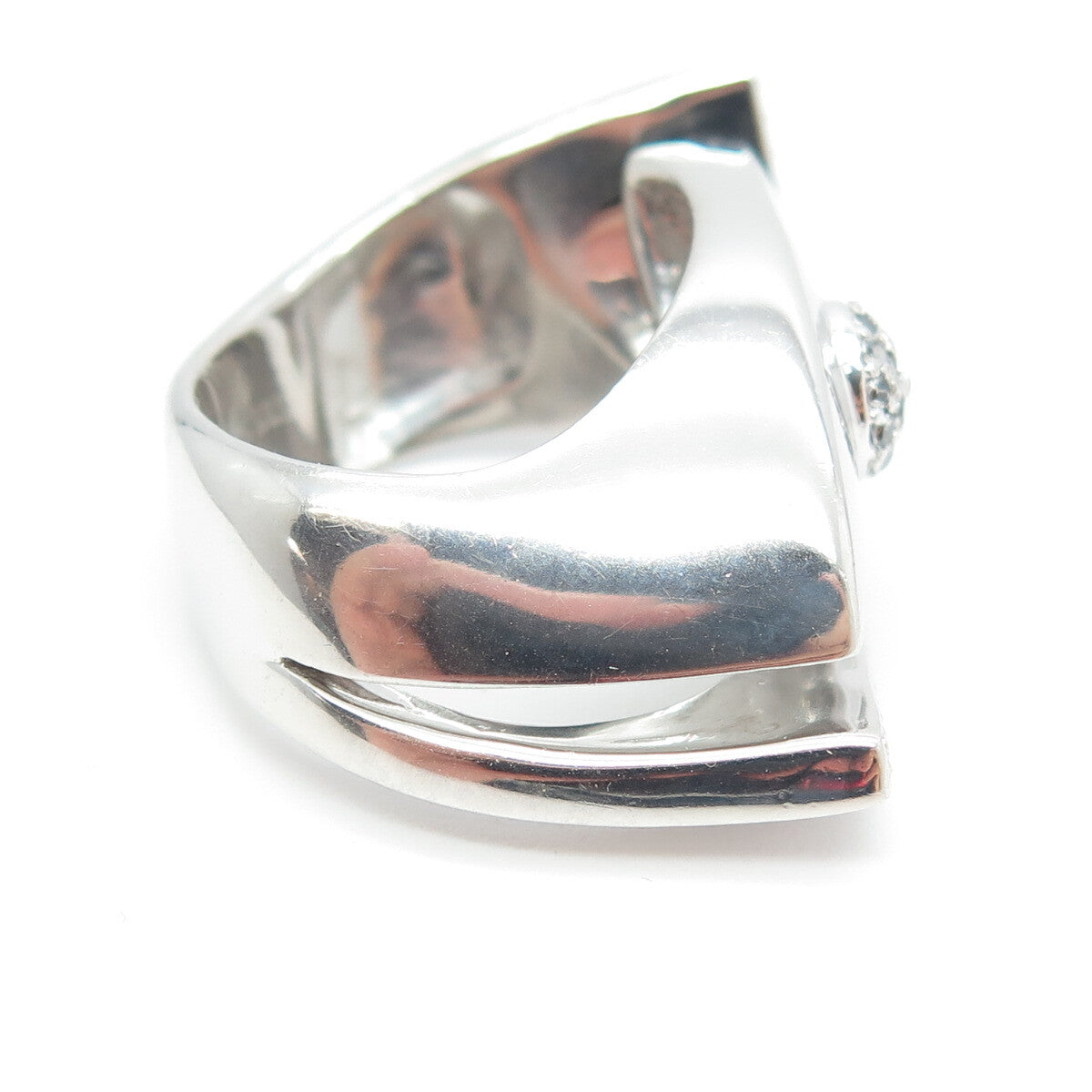CHUCK CLEMENCY 925 Sterling Silver Real Black & White Diamond Eye Ring Size 5.75