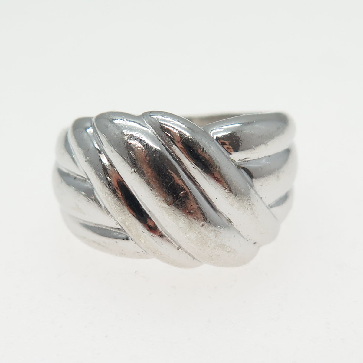 925 Sterling Silver Vintage Modernist Wavy Ring Size 8.25