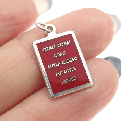 925 Sterling Silver Enamel "Come Little Closer My Little Mouse" Charm Pendant