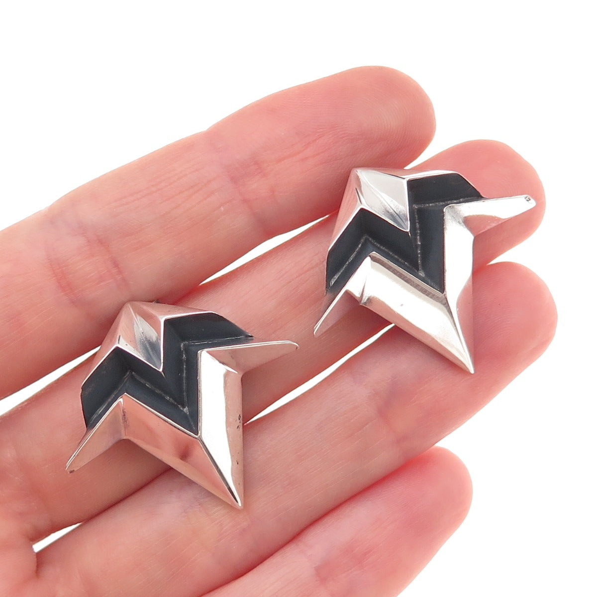 Soo Milner 925 Sterling Silver Birmingham Modernist Oxidized Earrings