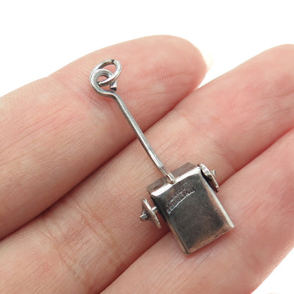 925 Sterling Silver Antique Mexico Dust Scoop Oxidized Minimalist Pendant