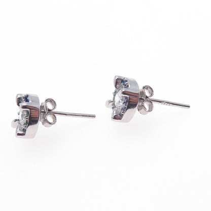 925 Sterling Silver Round-Cut Multi-Color C Z Stud Earrings