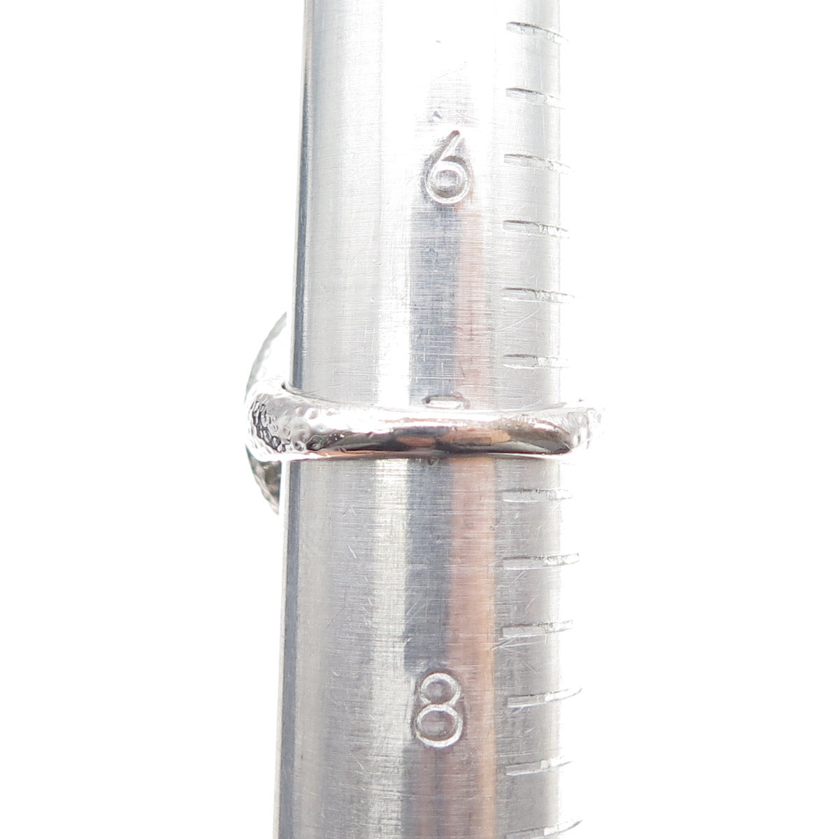 925 Sterling Silver 2-Tone Vintage Real Black Spinel Hammered Ring Size 7