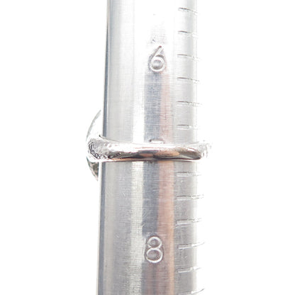 925 Sterling Silver 2-Tone Vintage Real Black Spinel Hammered Ring Size 7