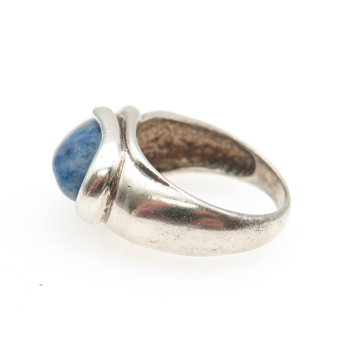 CHATEAU D'ARGENT Sterling Silver Vintage Real Lapis Modernist Ring Size 10.25