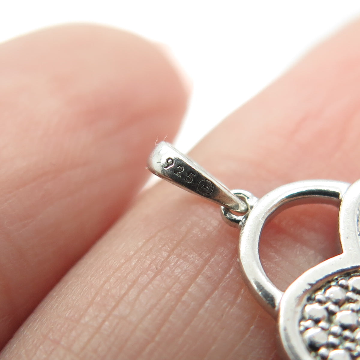 925 Sterling Silver Real Diamond Heart Lock Pendant