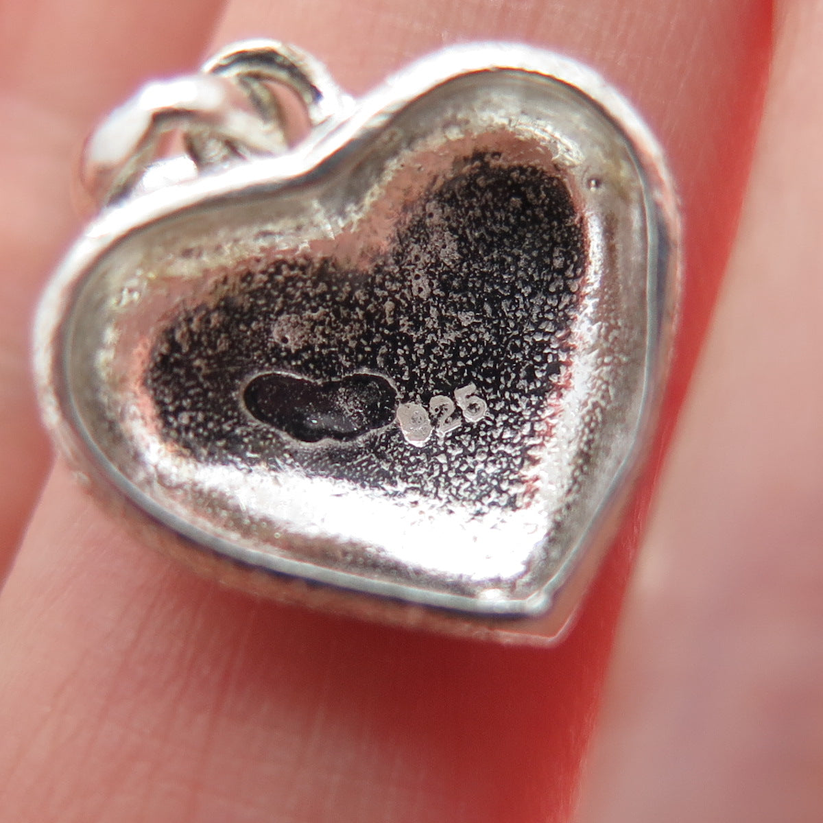 925 Sterling Silver Vintage Textured Heart Minimalist Charm Pendant