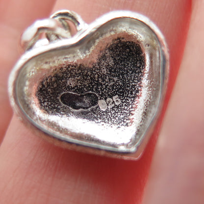 925 Sterling Silver Vintage Textured Heart Minimalist Charm Pendant