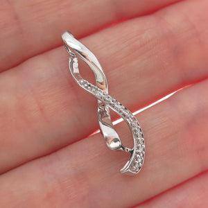 JANE SEYMOUR 925 Sterling Silver Real Round-Cut Diamond Twisted Charm Pendant