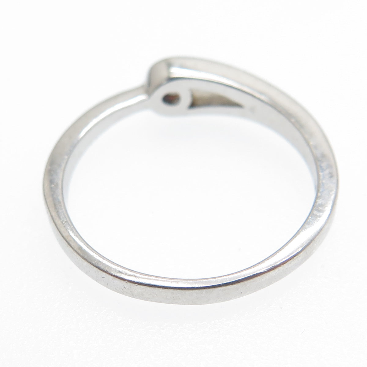 925 Sterling Silver Round-Cut C Z Hook & Eye Ring Size 6.75