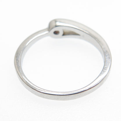 925 Sterling Silver Round-Cut C Z Hook & Eye Ring Size 6.75
