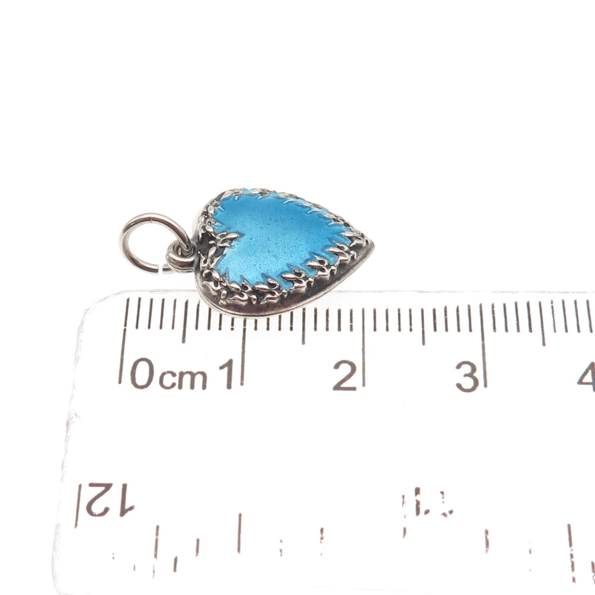 925 Sterling Antique Art Deco Enamel Fleur de Lis Chatelaine Heart Mini Pendant