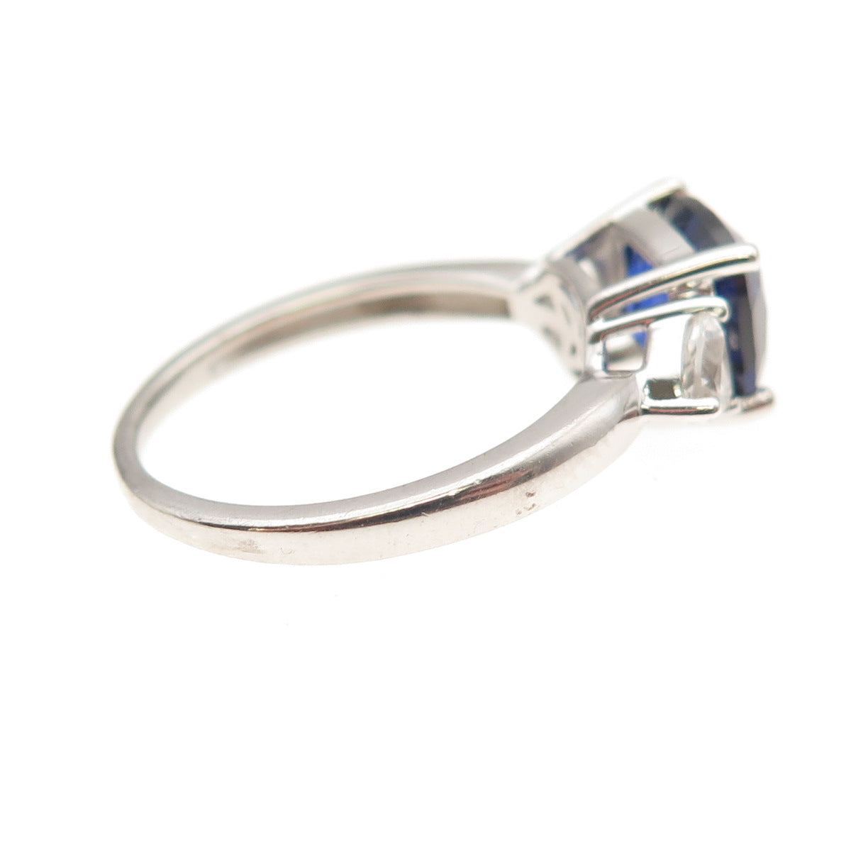 Richline Sterling Silver Real White Topaz & Lab-Created Sapphire Ring Size 6.75