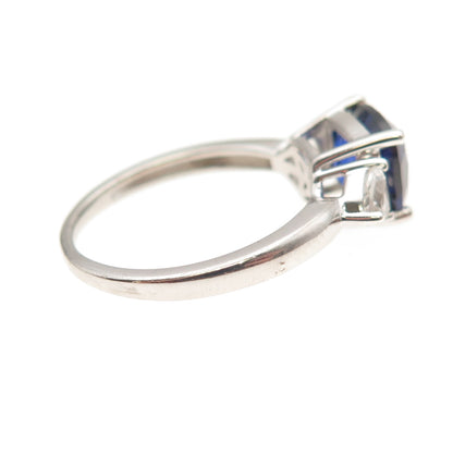 Richline Sterling Silver Real White Topaz & Lab-Created Sapphire Ring Size 6.75