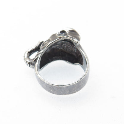 925 Sterling Silver Vintage Mexico Elephant Oxidized Ring Size 9.75