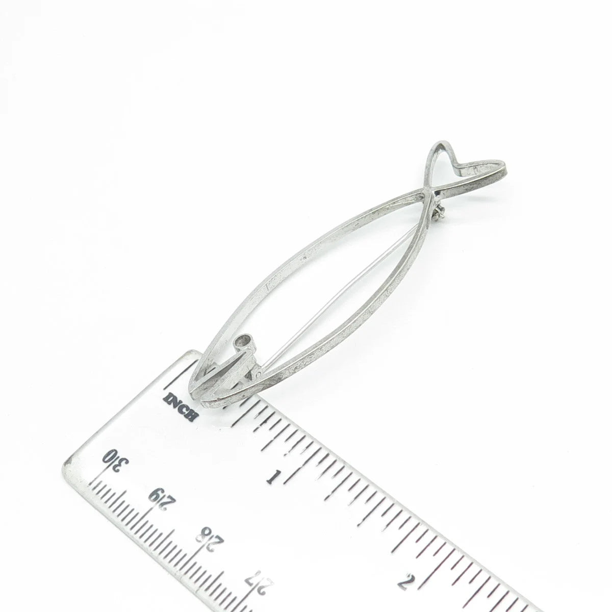 925 Sterling Silver Vintage diVera Ichthys Fish Religious Pin Brooch
