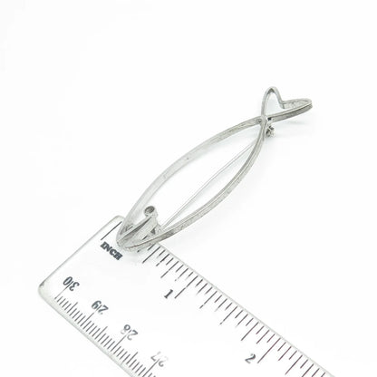 925 Sterling Silver Vintage diVera Ichthys Fish Religious Pin Brooch