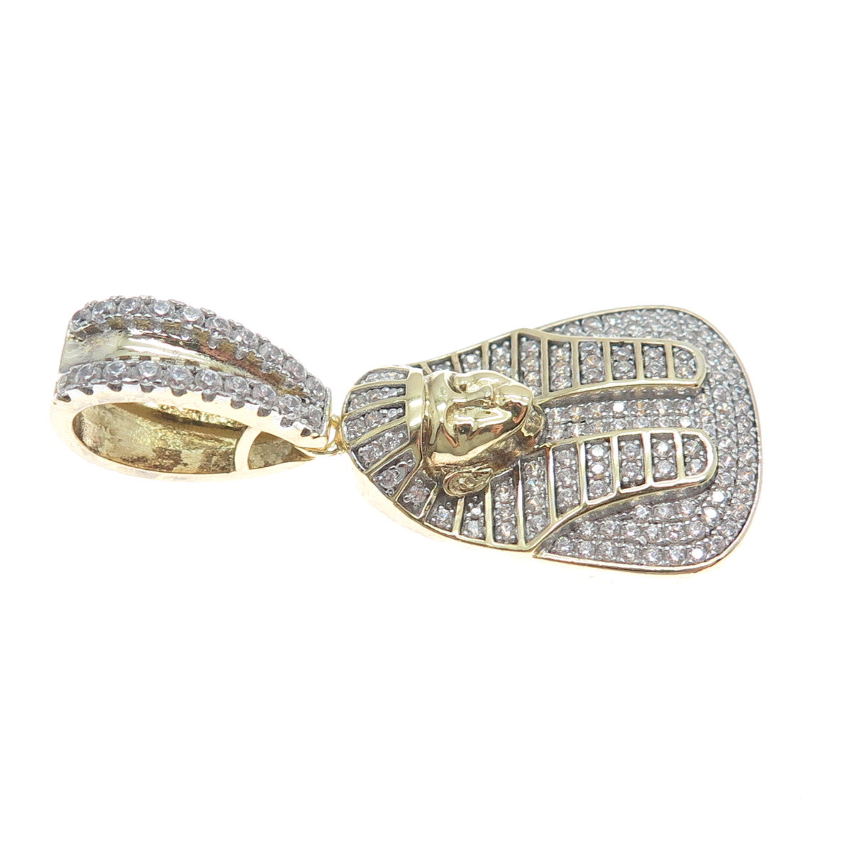 DADWANI 925 Sterling Silver Gold Plated C Z Egyptian Pharaoh Sparkle Pendant