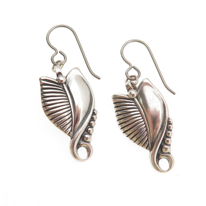 Danecraft 925 Sterling Silver Antique Art Deco Floral Oxidized Dangle Earrings