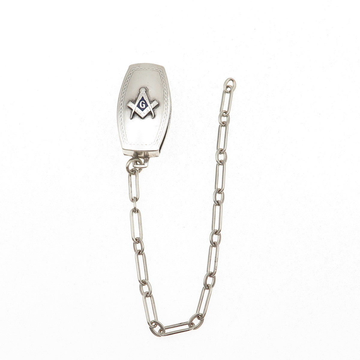 Hickok Quality Sterling Silver Antique Enamel Masonic Pocket Watch Loop Chain