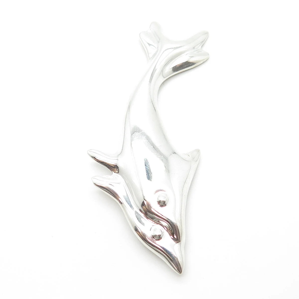 925 Sterling Silver Vintage Mexico Couple of Friendly Dolphin Pin Brooch