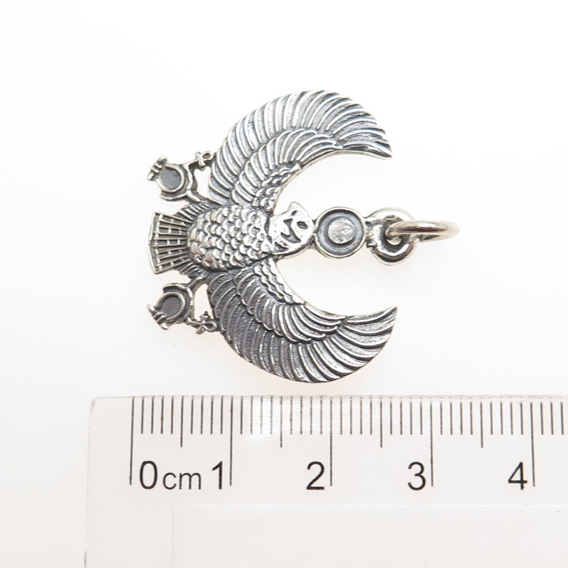 800 Silver Vintage Egypt Horus Falcon Oxidized Pendant