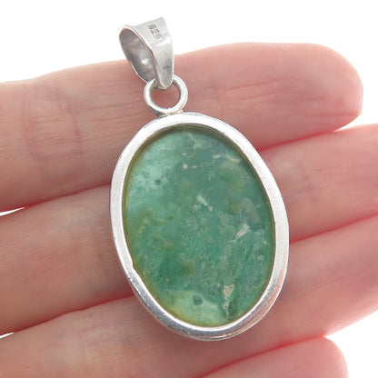 925 Sterling Silver Vintage Real Cabochon Royston Turquoise Charm Pendant
