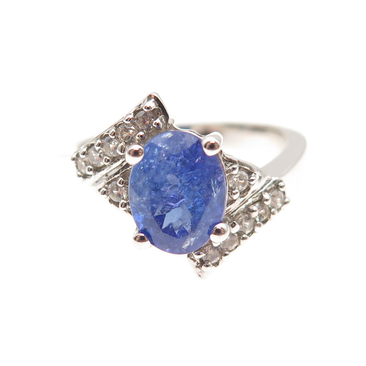 RJ Graziano 925 Sterling Silver Real Tanzanite & White Topaz Ring Size 8