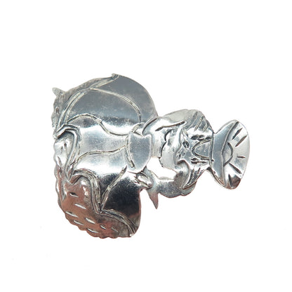 925 Sterling Silver Vintage Peruvian Dancer Oxidized Pin Brooch