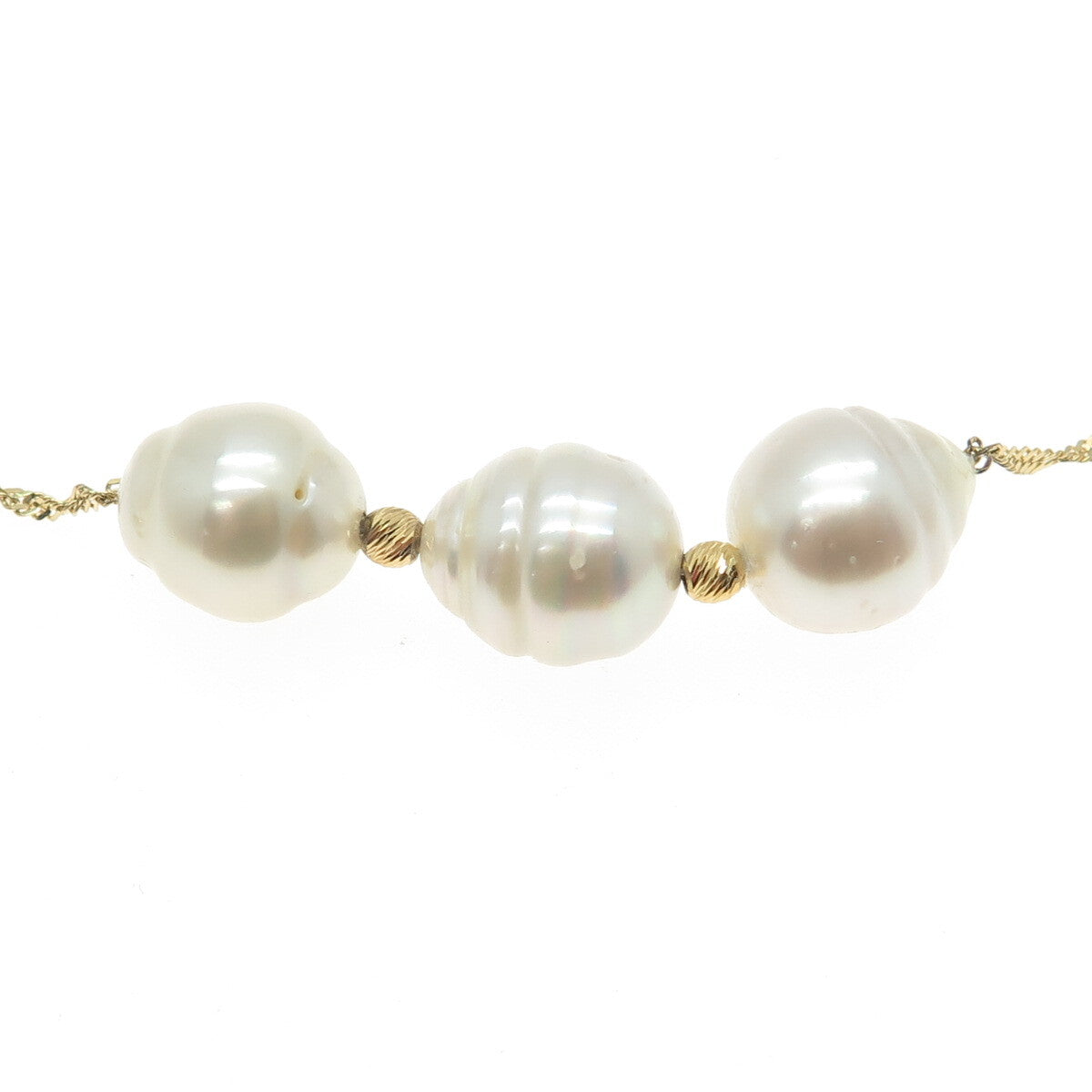 925 Sterling Silver Gold Plated Italy Real Pearl Twisted Curb Chain Necklace 16"