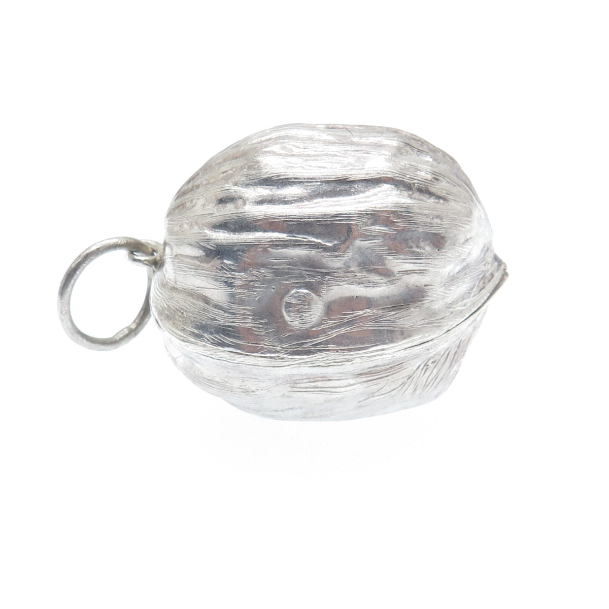 925 Sterling Silver Vintage Mexico 3D Walnut Box Pendant