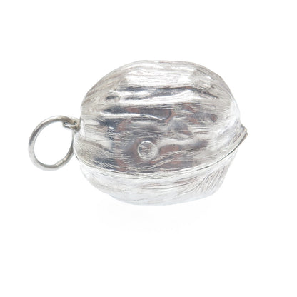 925 Sterling Silver Vintage Mexico 3D Walnut Box Pendant