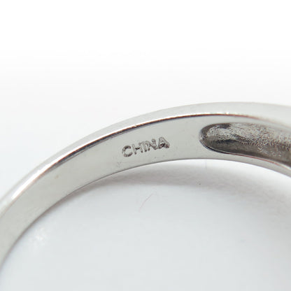 925 Sterling Silver Princess & Round-Cut C Z Engagement Ring Size 8