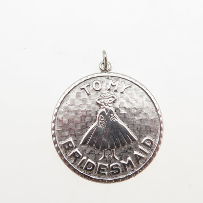Joseph M. Shanholtz 925 Sterling Silver Vintage To My Bridesmaid Charm Pendant