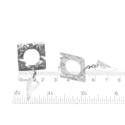 Old Pawn 925 Sterling Silver Vintage Hammered Finish Tribal Oxidized Earrings