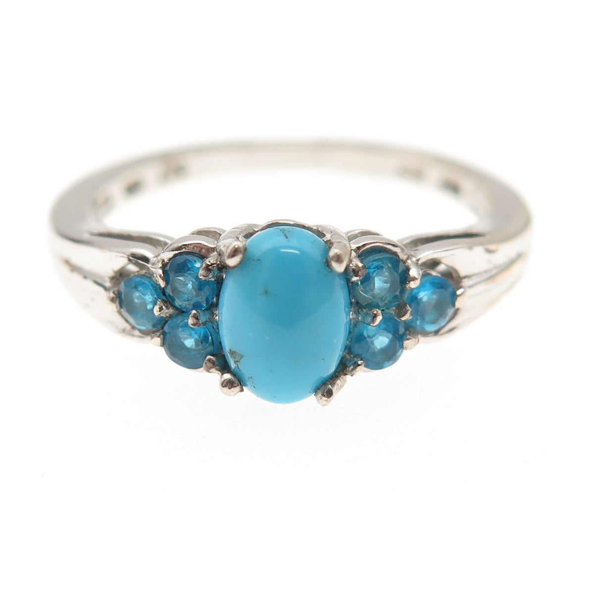 Chuck Clemency 925 Sterling Silver Real Turquoise & Apatite Ring Size 8.25