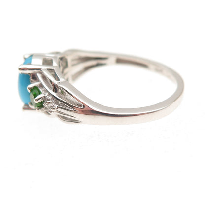 Chuck Clemency 925 Sterling Turquoise Chrome Diopside & White Topaz Ring Size 7