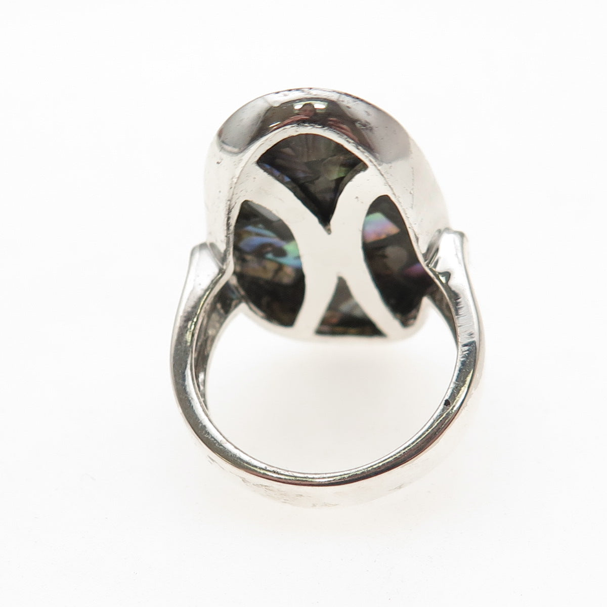 925 Sterling Silver Real Abalone Shell Inlay Ring Size 7