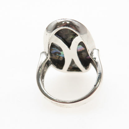925 Sterling Silver Real Abalone Shell Inlay Ring Size 7