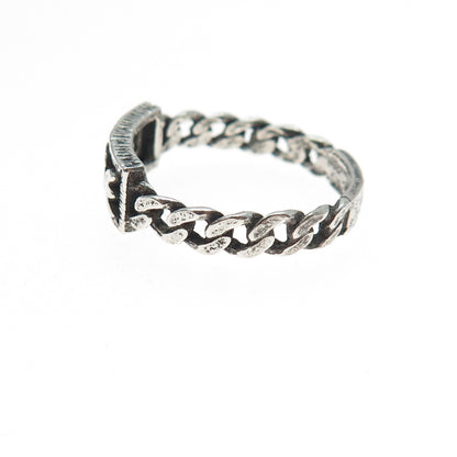 925 Sterling Silver Vintage Love Oxidized Cuban Link Ring Size 7.75