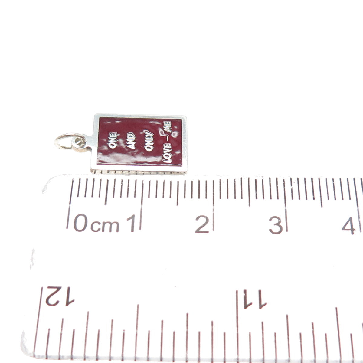 925 Sterling Silver Red Enamel One & Only Love - Me Minimalist Charm Pendant