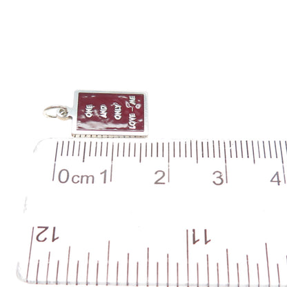 925 Sterling Silver Red Enamel One & Only Love - Me Minimalist Charm Pendant