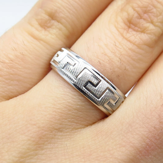 925 Sterling Silver Greek Maze Band Ring Size 5.75