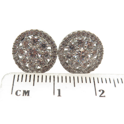 925 Sterling Silver Round-Cut Shaped C Z Stud Earrings