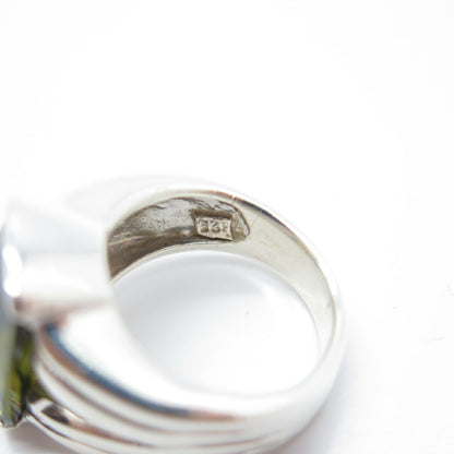 925 Sterling Silver Peridot-Tone C Z Ring Size 6