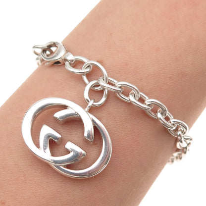 Gucci 925 Sterling Silver Vintage Interlocking G Cable Link Bracelet 7"