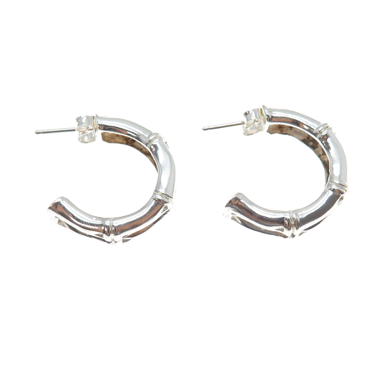 ECCLISSI 925 Sterling Silver Vintage Bamboo Hoop Earrings