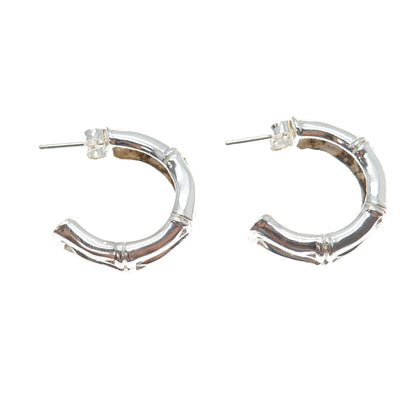 ECCLISSI 925 Sterling Silver Vintage Bamboo Hoop Earrings