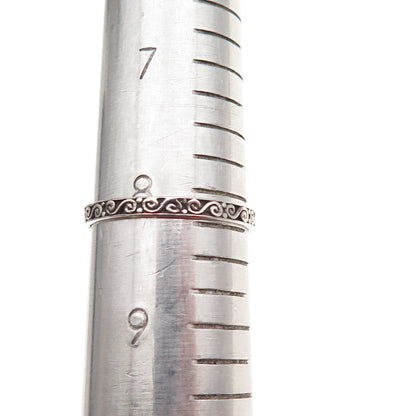 JGD Janice Girardi Sterling Silver Vintage Swirl Stackable Band Ring Size 8.25